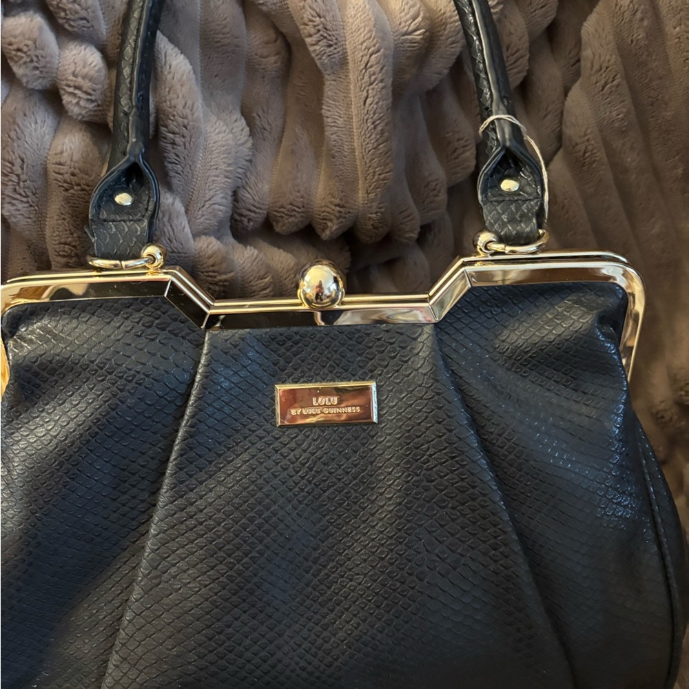 Lululemon Athletica Black Shoulder Bag with Gold Trim